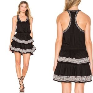 NWT Love Shack Fancy Ruffle Racer Mini Dress in Black, size XS